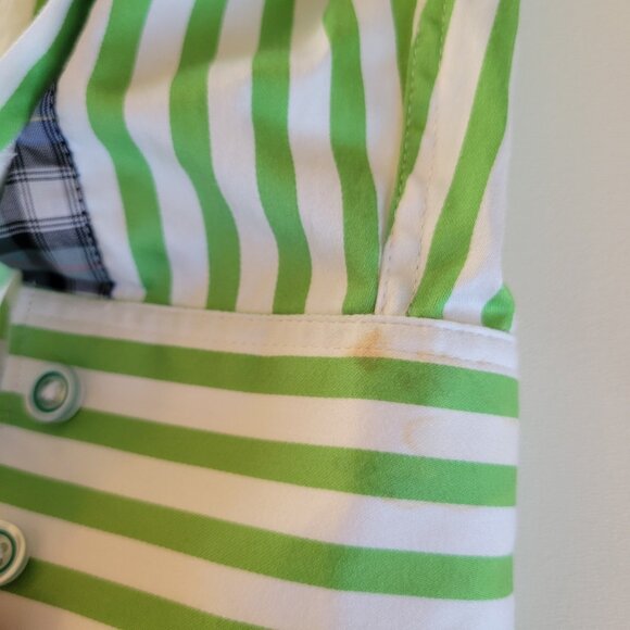 Robert Graham X Shirt Mens 2XL Green Striped Flip Cuff Button Up Cotton - Picture 6 of 9